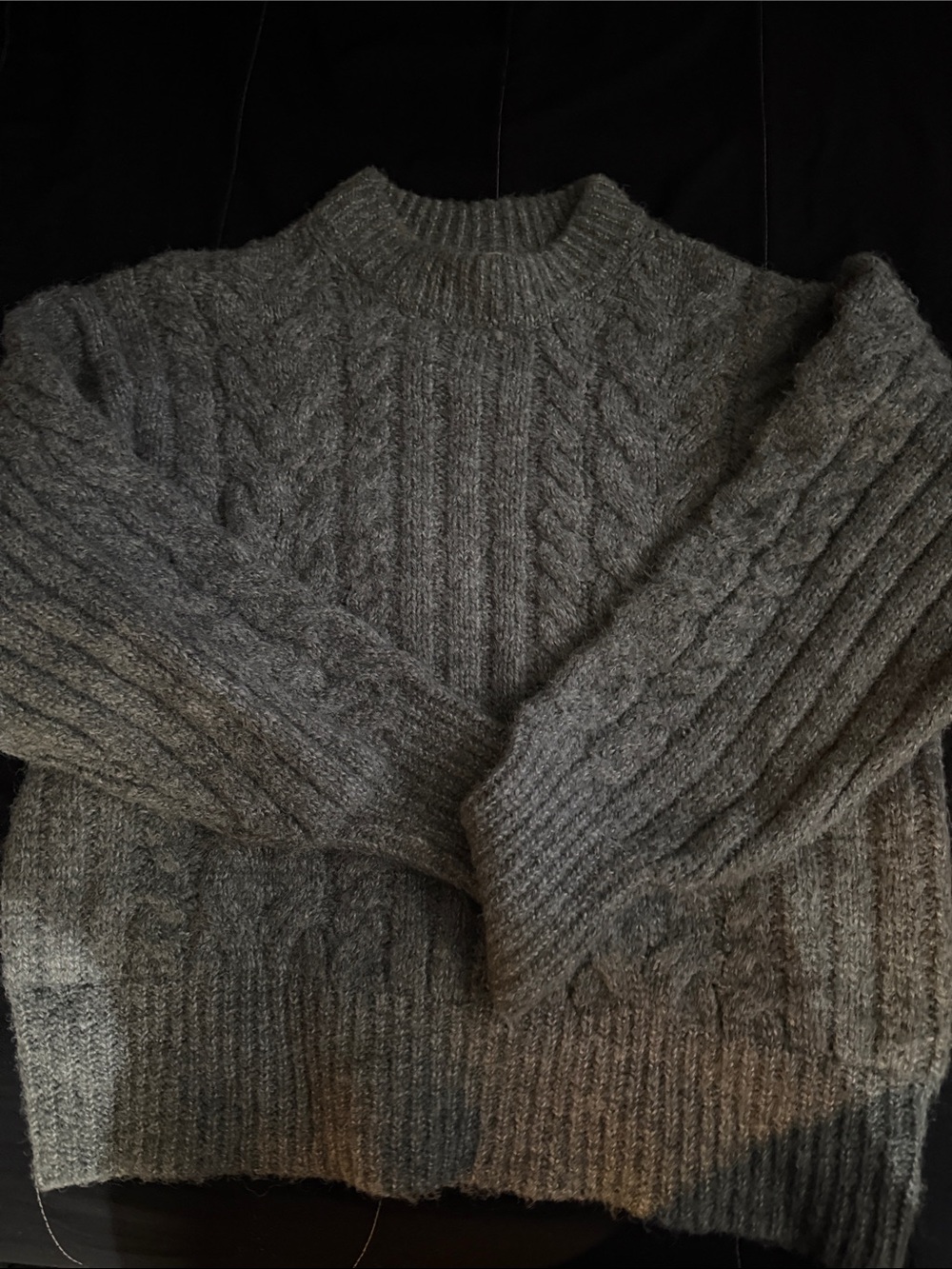 a new day Men's Gray Cable-Knit Crewneck Sweater